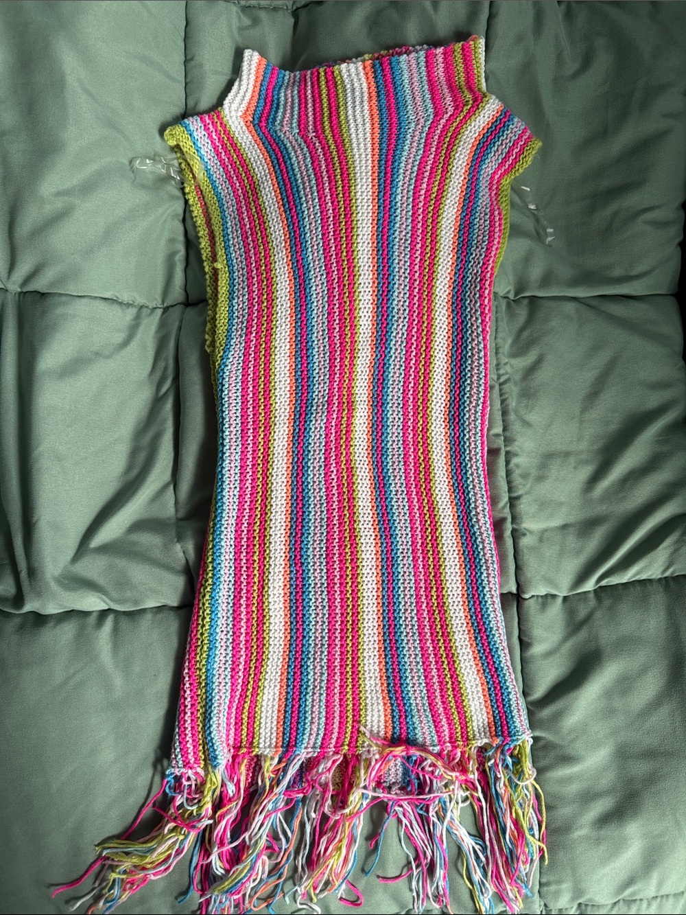 Women’s Multicolor Striped Knit shirt with Fringe
